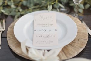 calligraphy reception menu with place card
