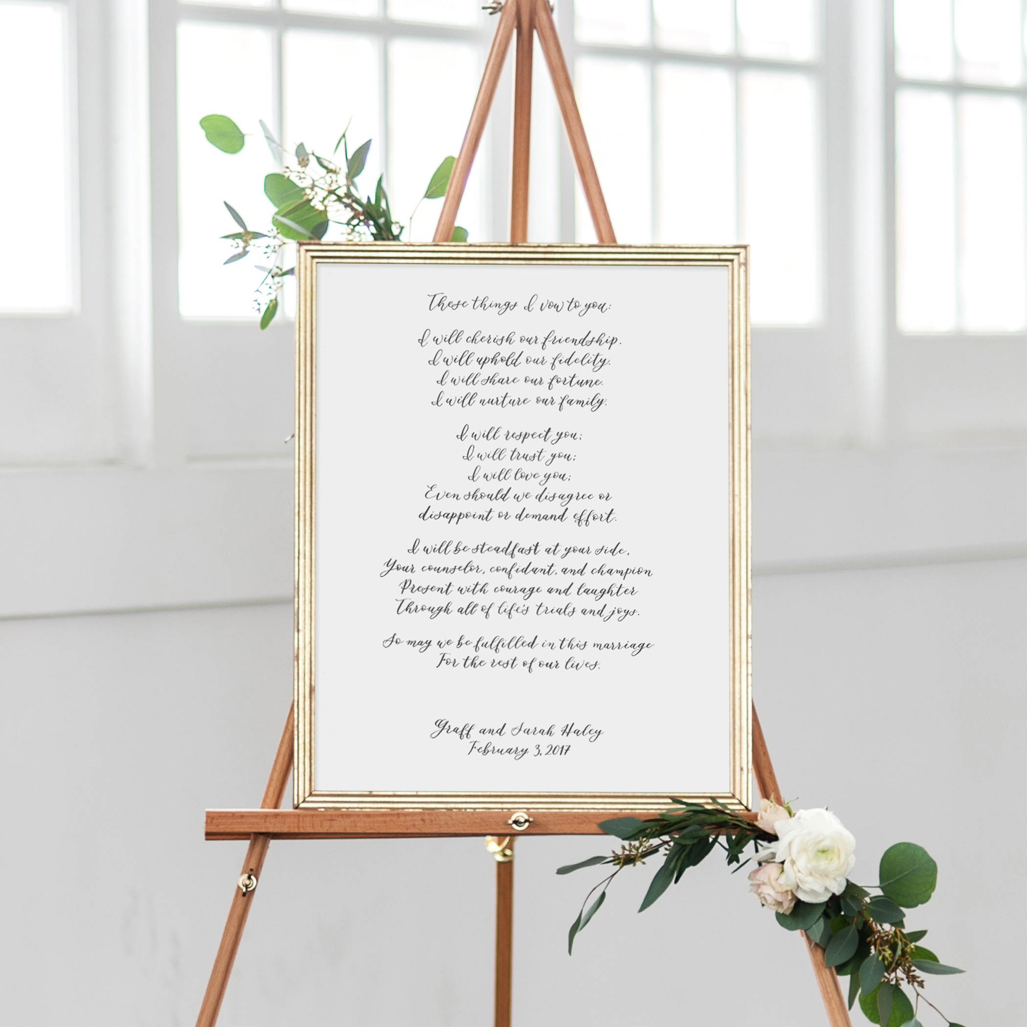 Wedding Vow on Easel