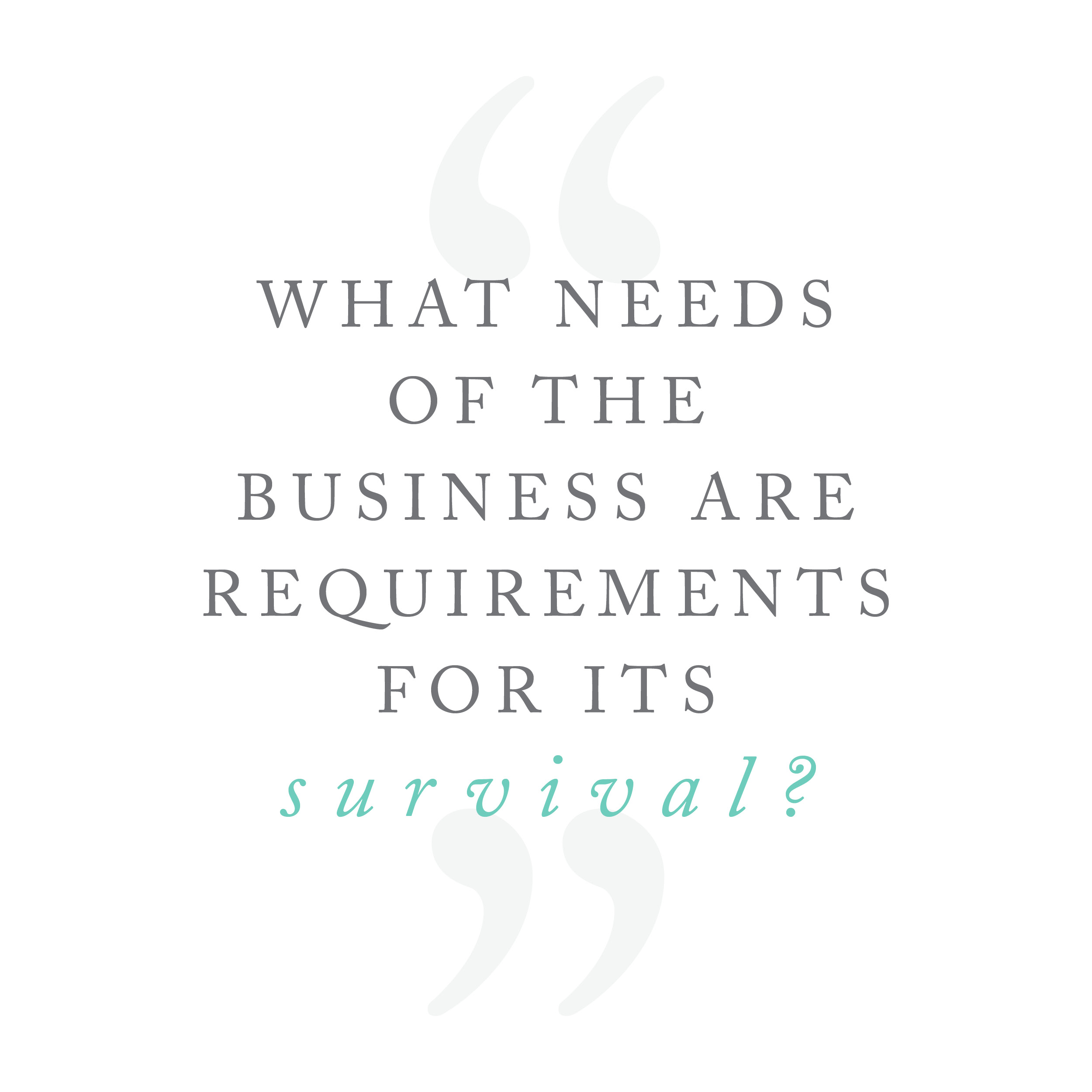 What needs of the business are requirements for its survival?