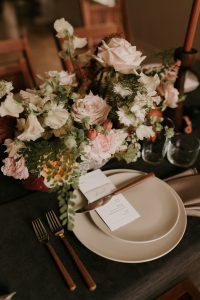 modern wedding menu place cards romantic florals